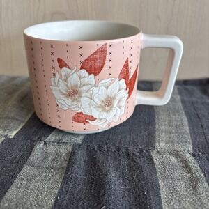 2019 Starbucks Floral White Pink Peach Flowers Coffee Cup Tea Mug | 12oz EUC